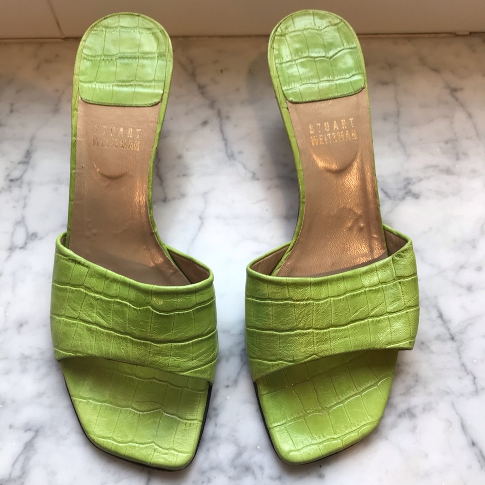 Stuart Weitzman Green Mules